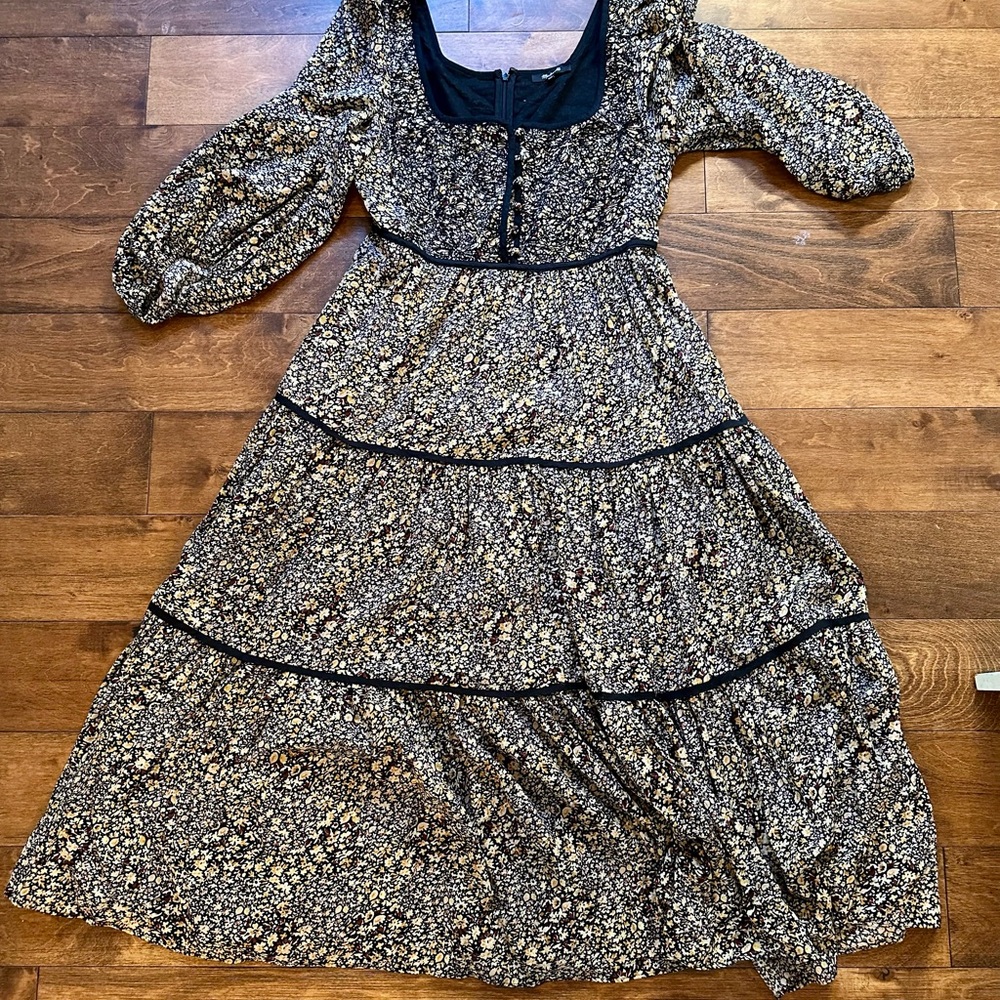 Floral Black and White Women's Dress